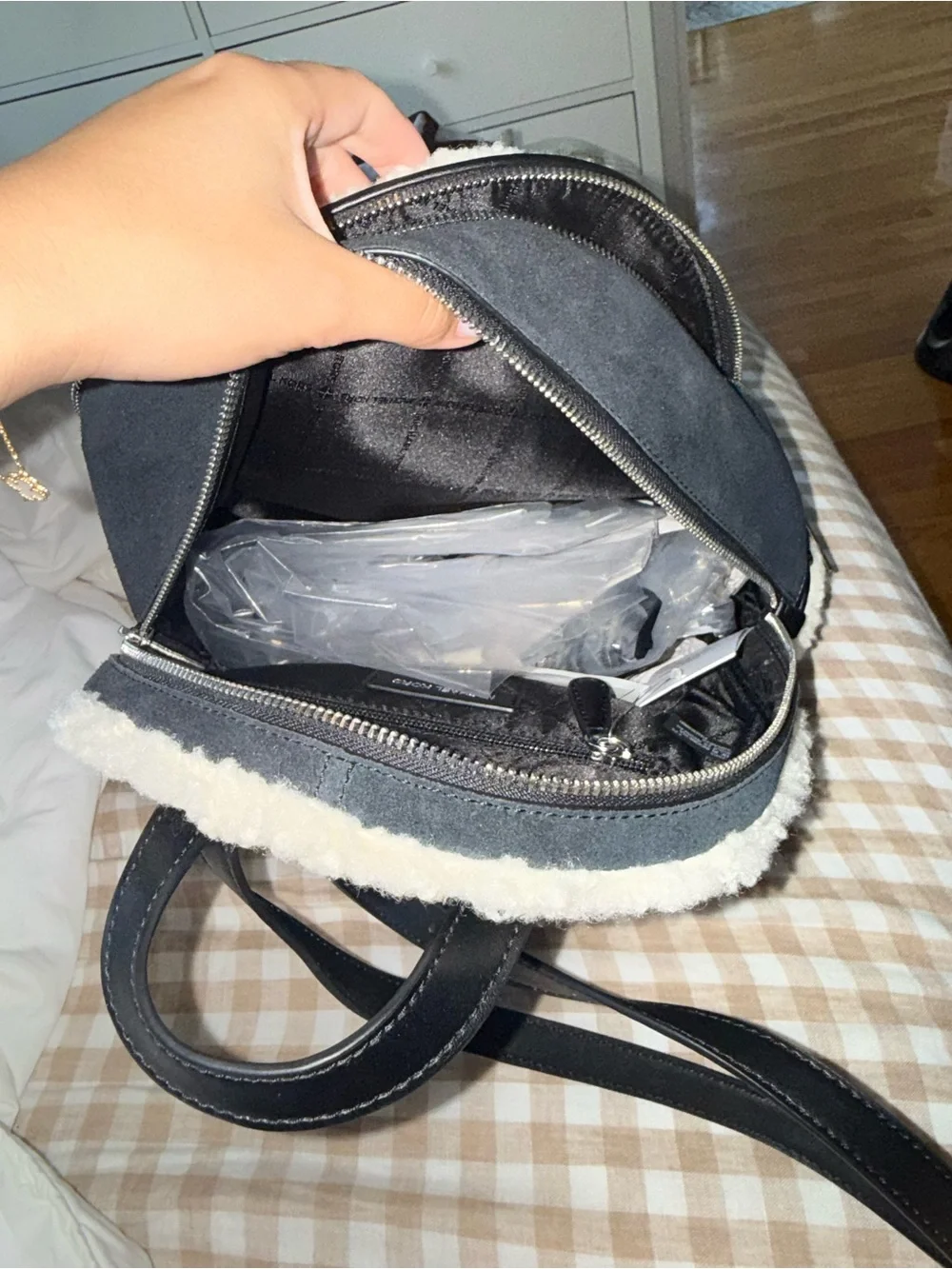 Michael Kors Black sherpa backpack medium size